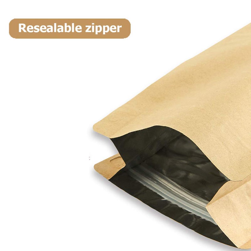 mocare Coffee Bags 0.5 Lb - Kraft Paper Bags Kraft Coffee Bags with Valve,50Pcs Stand up Coffee Pouches for Coffee Bean Storage-8oz (50 Pieces) (0.5lb / 8oz) - Image 5